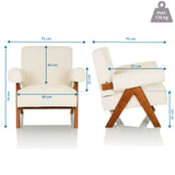 Maattekening van de Lounge stoel POOLY met een breedte van 75 cm en een hoogte van 74 cm van hjh LIVING
