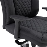 Armleuning en gewatteerde kunstlederen bekleding van de XXL Pullmann Gen2 bureaustoel in zwart van hjh OFFICE