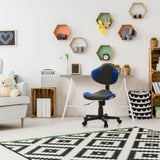 Kinder bureaustoel KIDDY GTI-2 in grijs en blauw met kruisvoet op wieltjes voor een bureau van hjh OFFICE