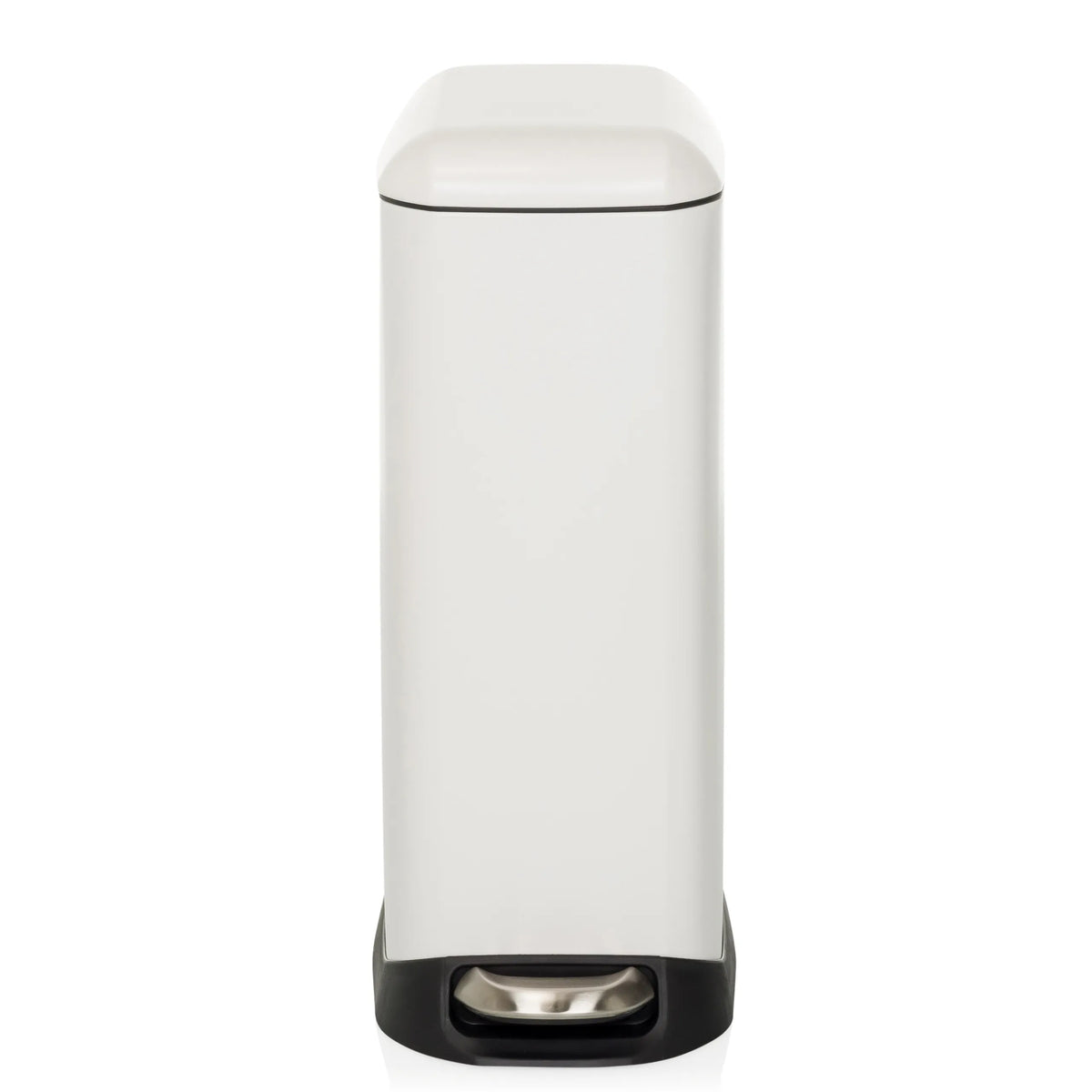 Witte prullenbak CLEAN SLIM met voetpedaal en afgerond deksel van hjh OFFICE – 360-gradenweergave (vooraanzicht 0°)