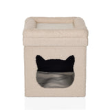 Beige Kattenhuis PAWY ES met kattenkopvormige opening en zachte vulling van hjh LIVING