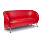 Rode lounge bank ST. LUCIA als driezitter met glanzende metalen poten van hjh OFFICE – 360-gradenweergave (achteraanzicht 180°)