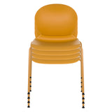 Stapelbare vierpotige stoelen T36 VI in geel met zwarte glijders van hjh OFFICE