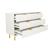 Wit Dressoir HJELLE met drie open lades en goudkleurige poten van hjh LIVING