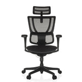 Zwarte luxe directiestoel ERGOHUMAN SLIM ECO F GEN2 met netrugleuning en vijfster-onderstel met wieltjes van hjh OFFICE – 360-gradenweergave (vooraanzicht 0°)