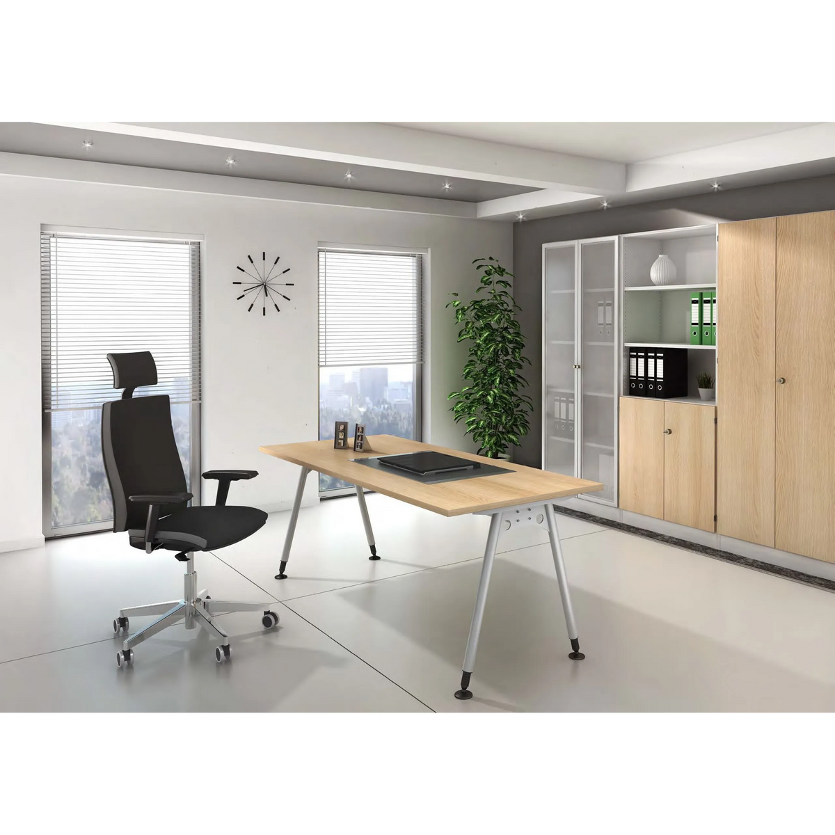 Hoogteverstelbaar bureau ATOS 18 S in eiken rustiek, 180 x 100 cm van hjh OFFICE PRO