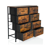 Commode RAGALA LIGHT in gerookt eiken met acht laden en een zwart metalen frame van hjh LIVING