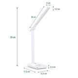 Technische tekening van de Lumanova D1 bureaulamp met een hoogte van 39 cm en lengte van 38 cm van hjh OFFICE