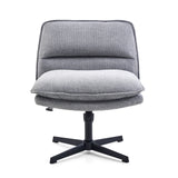 Donkergrijze Lounge stoel Criss-Cross 20 met vulling en zwart kruisvoet van hjh LIVING – 360-gradenweergave (vooraanzicht 0°)