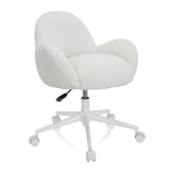 Witte Kinder bureaustoel KID TEDDY I met gestructureerde bekleding en vijfpotig onderstel met zwenkwielen van hjh OFFICE – 360-gradenweergave (schuin vooraanzicht 40°)