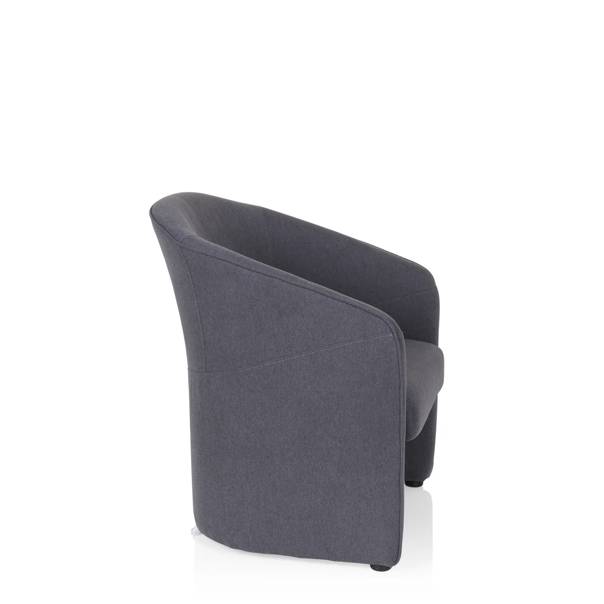 Donkergrijze Gestoffeerde fauteuil SAN JUAN met afgeronde rugleuning en armleuningen van hjh OFFICE – 360-gradenweergave (zijaanzicht 80°)