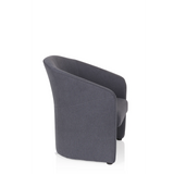 Donkergrijze Gestoffeerde fauteuil SAN JUAN met afgeronde rugleuning en armleuningen van hjh OFFICE – 360-gradenweergave (zijaanzicht 80°)