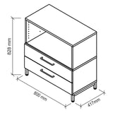 Technische tekening van het FlexWall dressoir van 800 × 417 mm van hjh OFFICE PRO