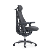 High end bureaustoel LiberNovo Omni Pro in donkergrijs met hoofdsteun en armleuningen van Libernovo