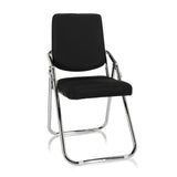 Zwarte Klapstoel ESTO met stoffen bekleding en verchroomd frame van hjh OFFICE – 360-gradenweergave (vooraanzicht 20°)