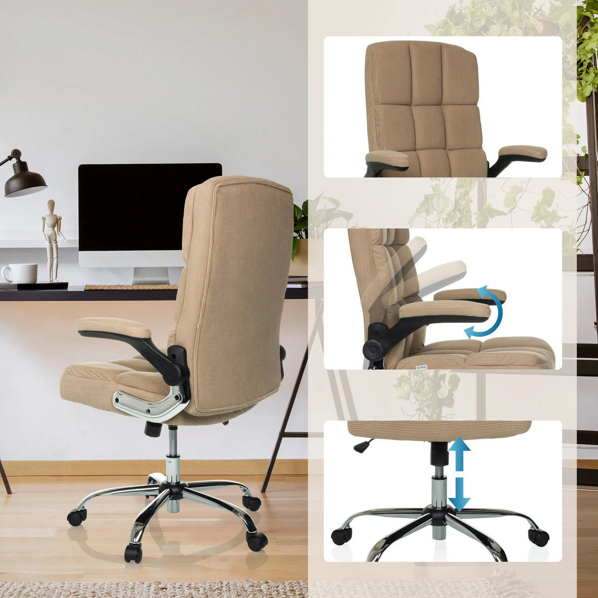 Beige Thuiskantoor bureaustoel RELAX WD 100 met verstelbare armleuningen en gasveer van MyBuero
