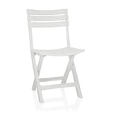 Witte Outdoor stoel TRAVANO met een rugleuning van drie dwarsstangen van hjh LIVING – 360-gradenweergave (vooraanzicht 15°)