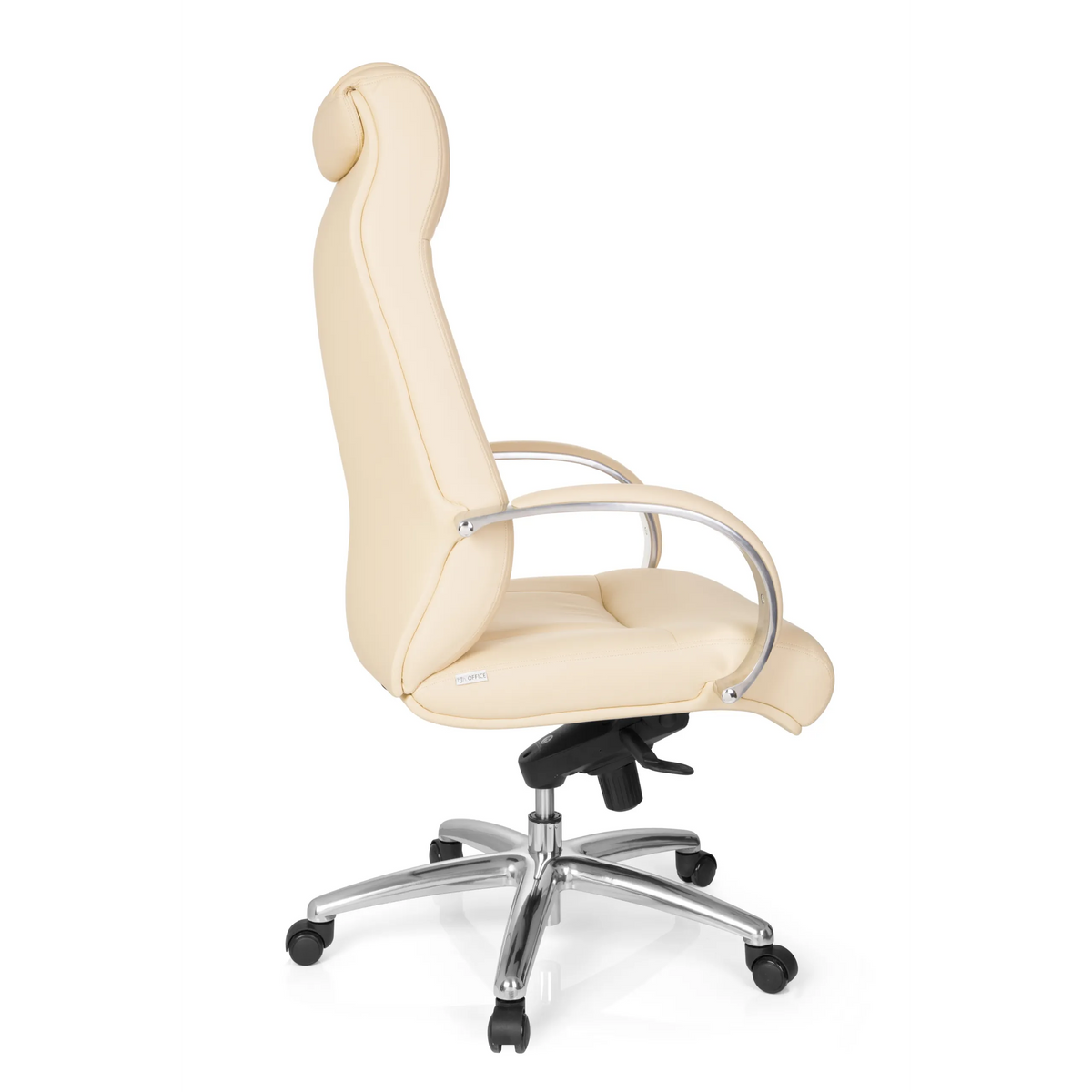 Beige bureaustoel XXL G 600 met armleuningen en vijfpoot met zwenkwielen van hjh OFFICE – 360-gradenweergave (zijaanzicht 100°)