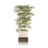 Groene Kunstplant BAMBUS I in de vorm van een bamboe met een vierkante houten pot van hjh OFFICE – 360-gradenweergave (vooraanzicht 0°)