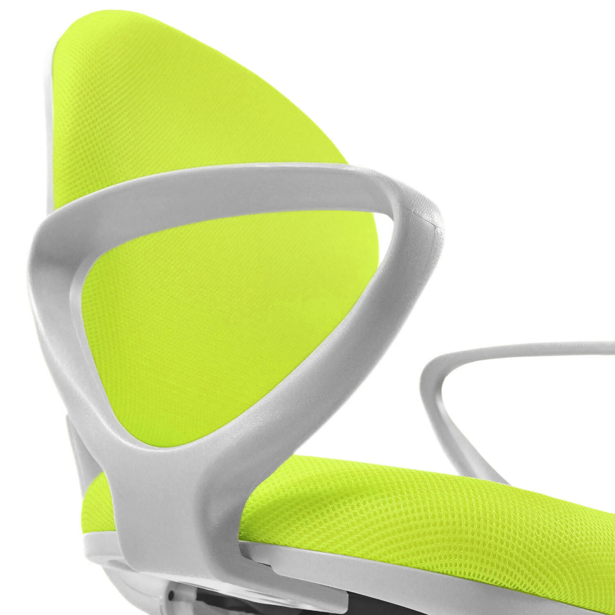 Grijze armleuning van de KID COLOUR G1 kinder bureaustoel met groen netweefsel van hjh OFFICE