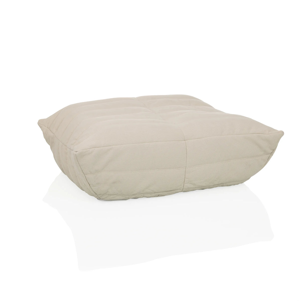 Beige Zitzakken Sitzolo Podi met geribbelde stofbekleding van hjh LIVING – 360-gradenweergave (vooraanzicht 15°)