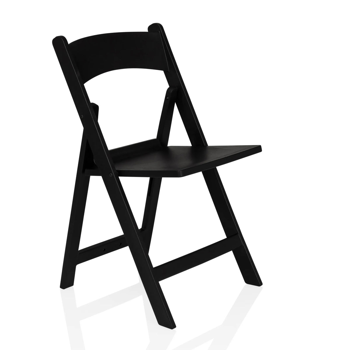 Zwarte Outdoor stoel TRAVANO 1 met rugleuning en vierkant frame van hjh LIVING – 360-gradenweergave (schuin vooraanzicht 43°)