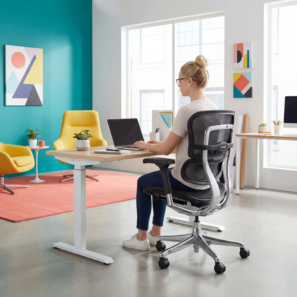 Luxe directiestoel ERGOHUMAN BASE GEN2 met netrug in zwart van hjh OFFICE (AI-gegenereerde afbeelding)