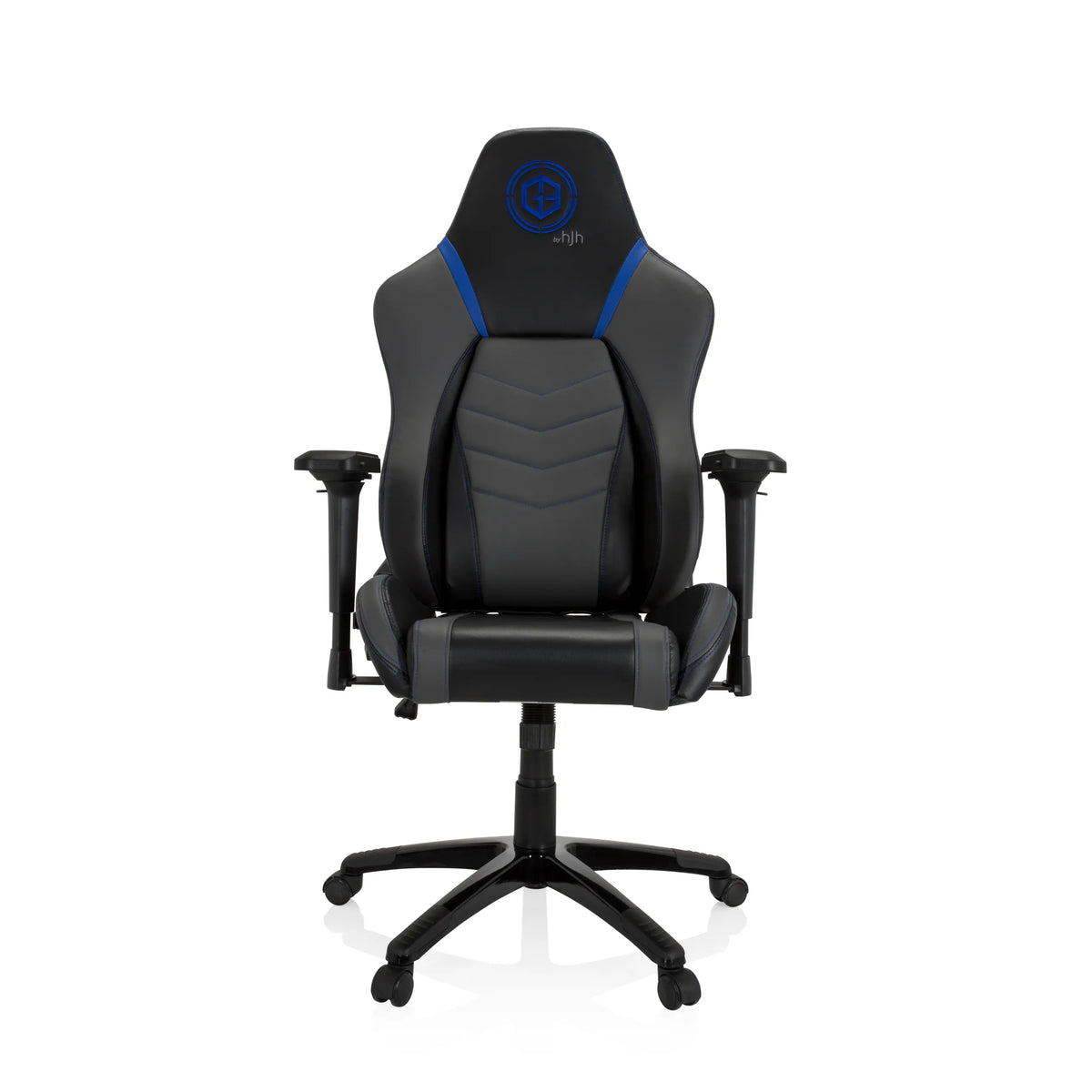 Grijsblauwe Gamestoel GAMEBREAKER POLARYS I met armleuningen en vijfpoot met zwenkwielen van hjh OFFICE – 360-gradenweergave (vooraanzicht 0°)