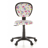 Kinder bureaustoel KIDDY TOP met kleurrijk hart- en bloemenpatroon en vijfpoot met zwenkwielen van hjh OFFICE – 360-gradenweergave (vooraanzicht 0°)