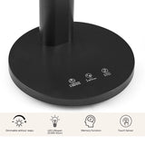 Touch-bedieningselementen op de zwarte voet van de Lumanova D4 bureaulamp van hjh OFFICE