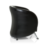 Zwarte gestoffeerde fauteuil ST. LUCIA met glanzende metalen poten van hjh OFFICE – 360-gradenweergave (zijaanzicht 100°)