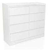 Witte Commode OSOYRO met acht laden en aflegvlak van hjh LIVING – 360-gradenweergave (schuin vooraanzicht 30°)