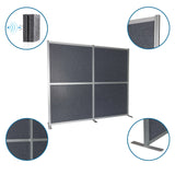 Grijze FLEXMIUT MODUL scheidingswanden met aluminium frame, T-voet en geluidsabsorberende vulling van hjh OFFICE
