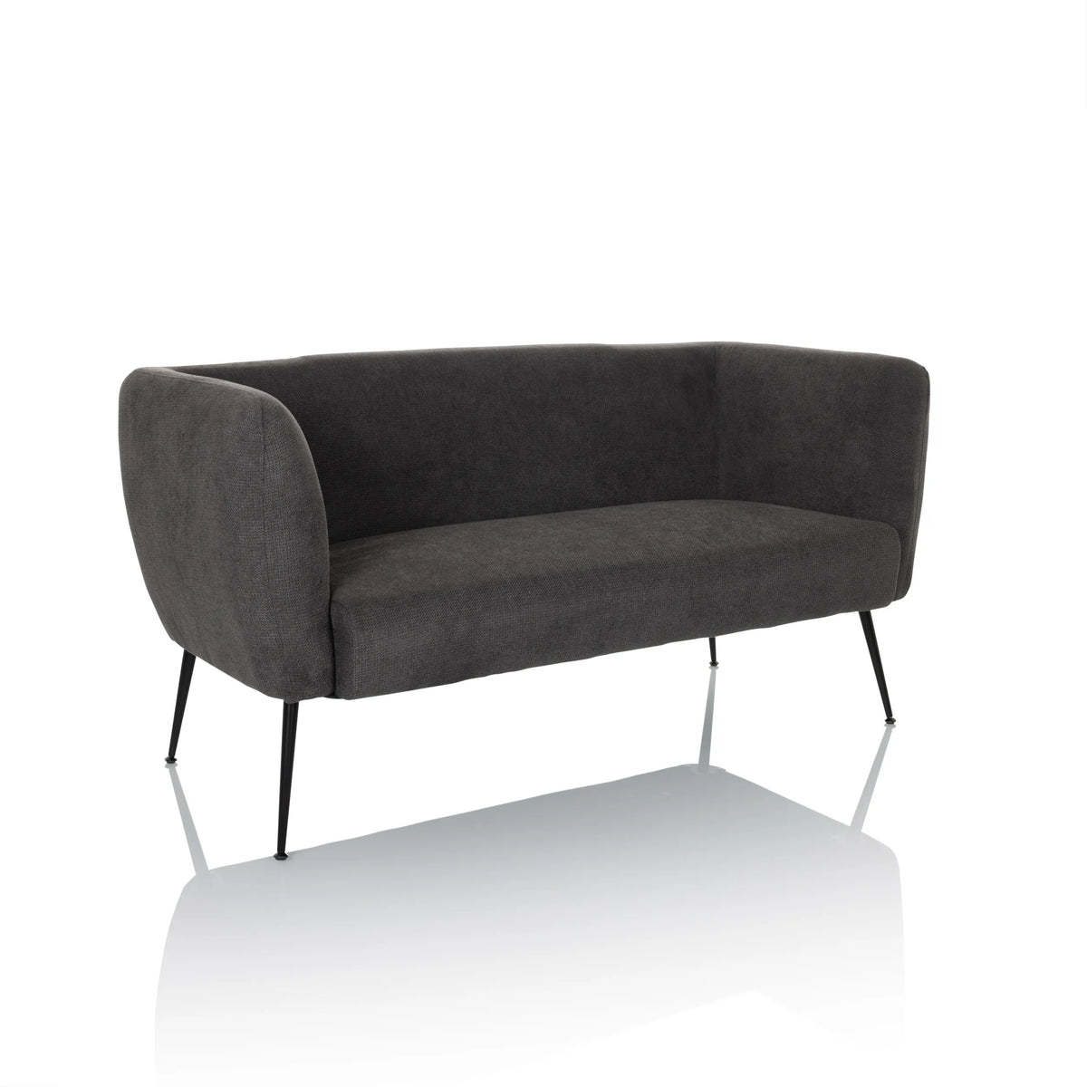 Graues Loungesofa HAYRIVER mit schmalen schwarzen Beinen von hjh LIVING – 360-Grad-Ansicht (schräge Frontansicht 30°)