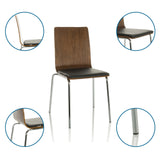 Bezoekersstoel PERIA met houten rugleuning, zwarte zitting en chromen onderstel van hjh OFFICE
