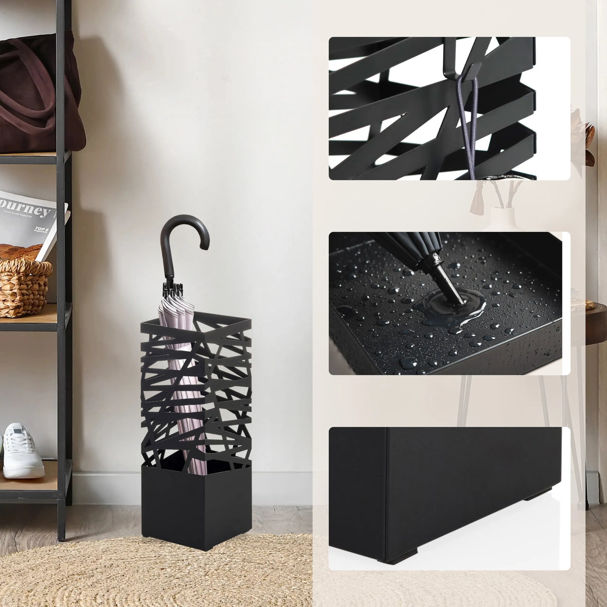 Parapluhouder PLUVARIS als zwarte Accessoires met roosterstructuur en opvangbak van hjh LIVING