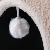 Witte pompon aan een beige kattengrot PAWY EB van hjh LIVING