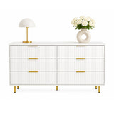 Wit Dressoir HJELLE met zes lades, ribbellook en gouden poten van hjh LIVING