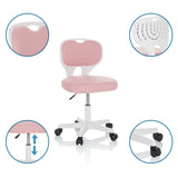 Roze kinder bureaustoel KIDDY TOP W met wit frame, wieltjes en in hoogte verstelbare zitting van hjh OFFICE