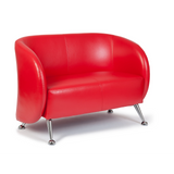 Rode lounge bank ST. LUCIA als tweezitter met glanzende metalen poten van hjh OFFICE – 360-gradenweergave (achteraanzicht 180°)