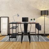 Bureau WORKSPACE H I in zwart en bruin met geïntegreerd rek en opbergvak van hjh OFFICE