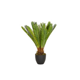 Groene Kunstplant CYCAS in een zwarte plantenpot van hjh OFFICE – 360-gradenweergave (vooraanzicht 0°)