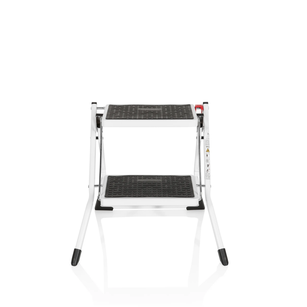 Witte Klaptrap SOLID W1 met twee antislip treden van hjh OFFICE – 360-gradenweergave (vooraanzicht 0°)