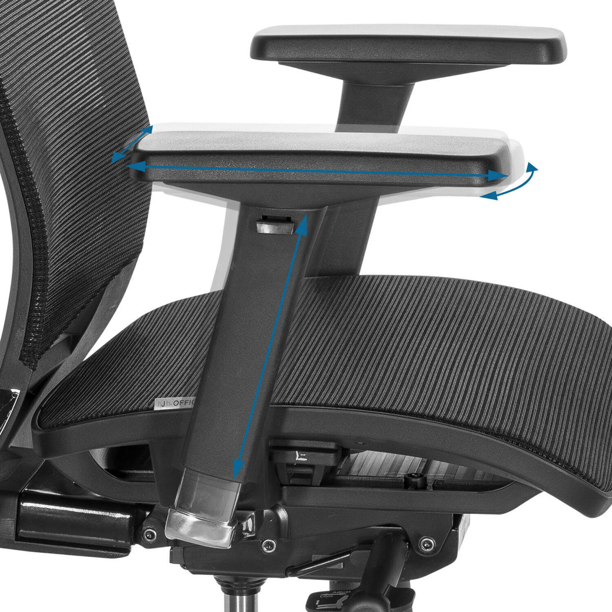 Verstelbare armleuning van de Baliestoel TOP WORK 78 in zwart van hjh OFFICE