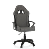 Grijze Gamestoel GAMEBREAKER W01 met twee uitsparingen voor de hoofdsteun en vijfpoot met zwenkwielen van MyBuero – 360-gradenweergave (vooraanzicht 15°)