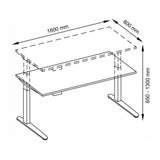 Technische tekening van het bureau XBHM 16 GG met 1600 × 800 mm van hjh OFFICE PRO