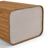 Beige stoffen bodem met bruine rand van de Falster 72 wasmand van hjh LIVING