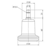Technische tekening van de Vloerdoppen 5 x STAND Nr. 10 met een diameter van 55 mm van hjh OFFICE