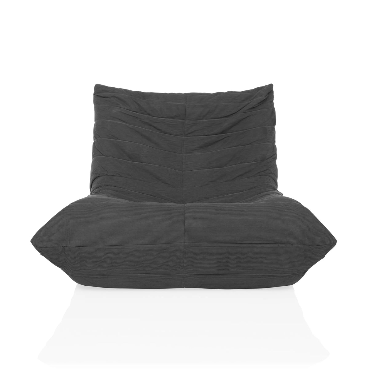 Grijze Lounge stoel Sitzolo met corduroy bekleding en gestructureerd oppervlak van hjh LIVING – 360-gradenweergave (vooraanzicht 0°)