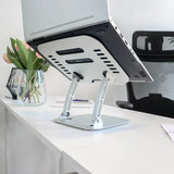 Zilverkleurige standaard van de onderzetter LAPTOP STAND van hjh OFFICE